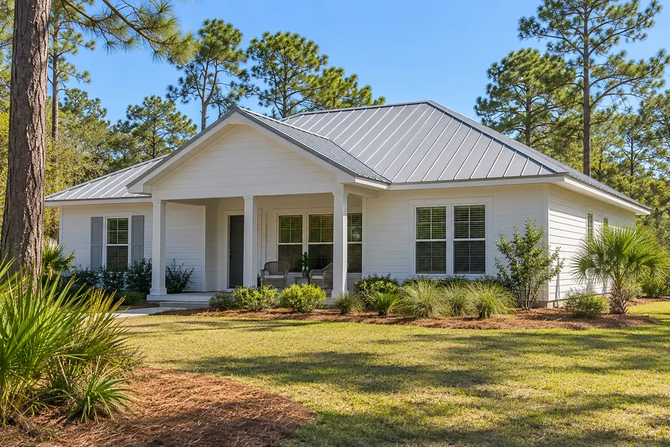 Generated illustration of a residential metal roof in Pensacola.